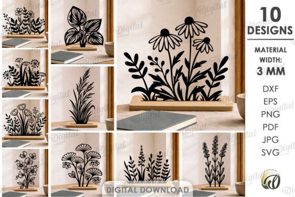 Download Flower Stands Decor Bundle Laser Cut - Flower Collection