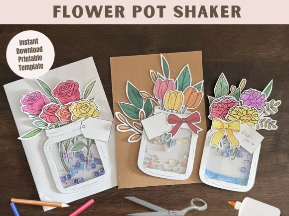Download Mothers Day Flower Pot Shaker Card - Flower Collection