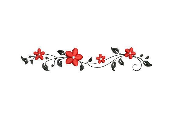 Download Red Flower Vine Embroidery - Flower Collection