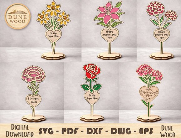 Download Mother’s Day Flower Laser Cut File - Flower Collection