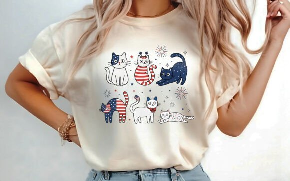 Download Funny Cat USA Flag 4th of July Shirt PNG - Premium Resources