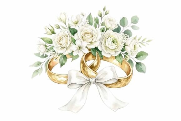 Download Gold Wedding Rings White Flowers - Old Collection