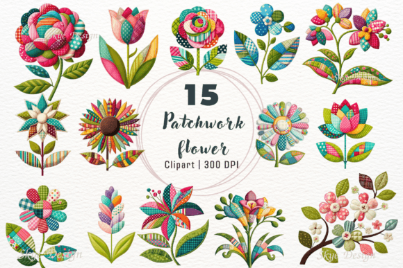 Download Patchwork Flower Clipart - Flower Collection