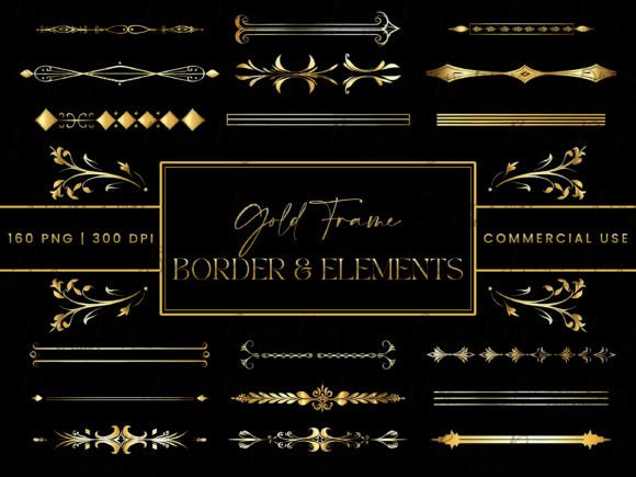 Download Gold Frame Border and Elements Clipart - Old Collection