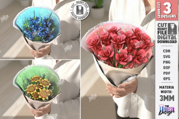 Download Flower Bouquet Laser Cut Bundle | CNC - Flower Collection