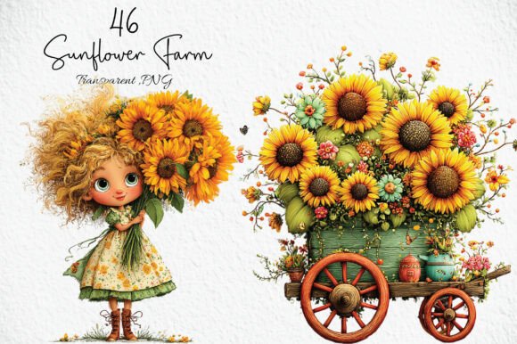 Download Cute Sunflower Farm PNG Clipart - Flower Collection