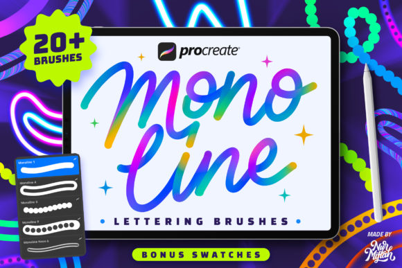 Download Procreate Monoline Lettering Brushes - Premium Resources