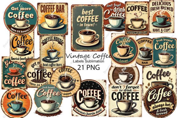 Download Vintage Coffee Labels Sublimation - Label Collection