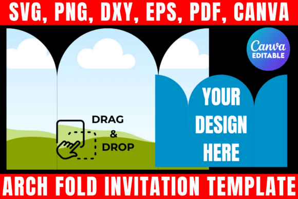 Download Arch Fold Invitation Canva Template - Old Collection
