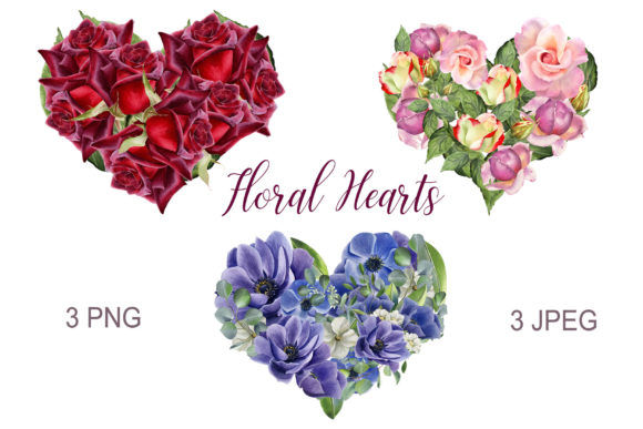 Download Floral Hearts. Watercolor Flower Clipart - Flower Collection